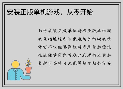 安装正版单机游戏，从零开始